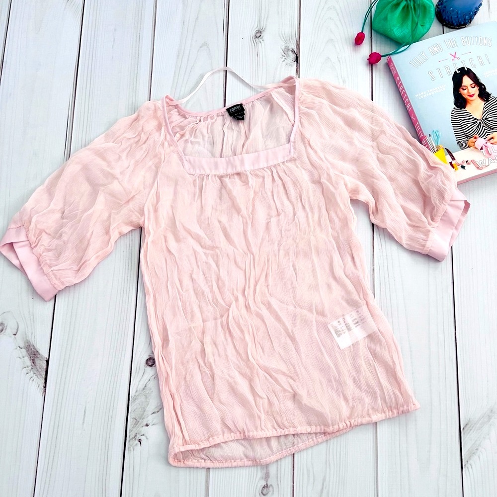 Esprit Sheer Pink Blouse Size XS